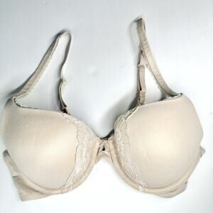 Victoria's Secret Body By Victoria Perfect Shape Bra 34C Beige Lace